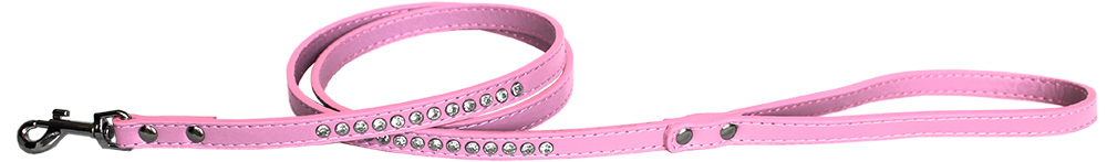Clear jewel pet leash 1/2" wide x 6' long Light Pink